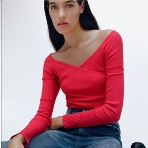 Zara Wrap Ribbed Top